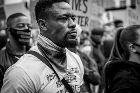 BLM, George Floyd, Black male, London, Black and white photography, Protest, Covid